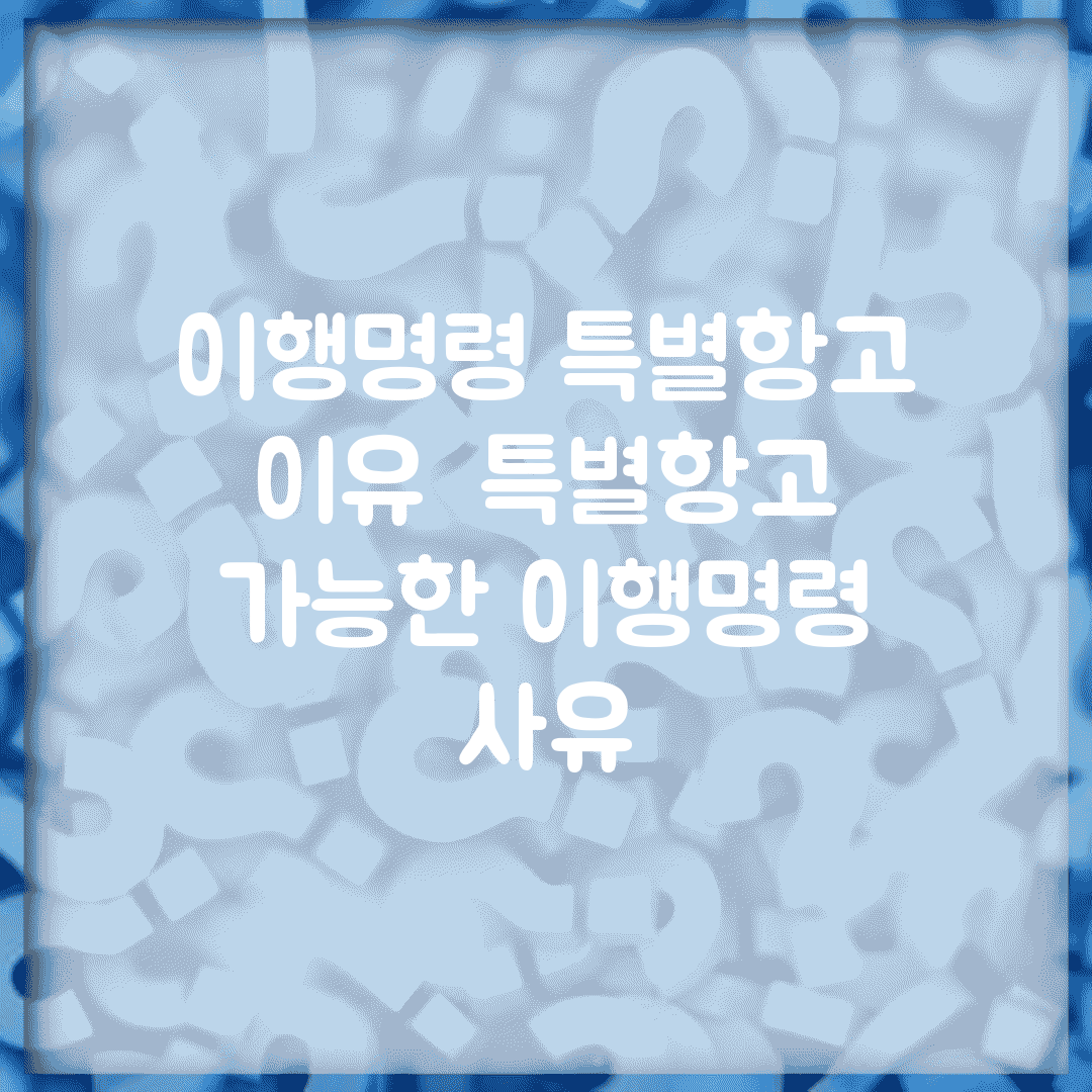 이행명령 특별항고 이유 | 특별항고 가능한 이행명령 사유