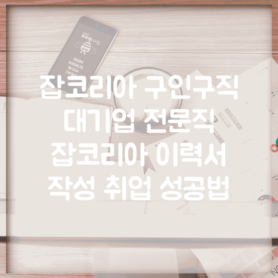 잡코리아 구인구직 대기업 전문직 | 잡코리아 이력서 작성 취업 성공법