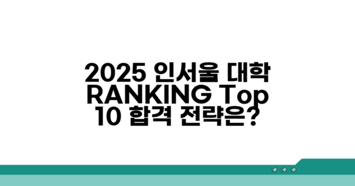 2025 인서울 대학 순위 총정리