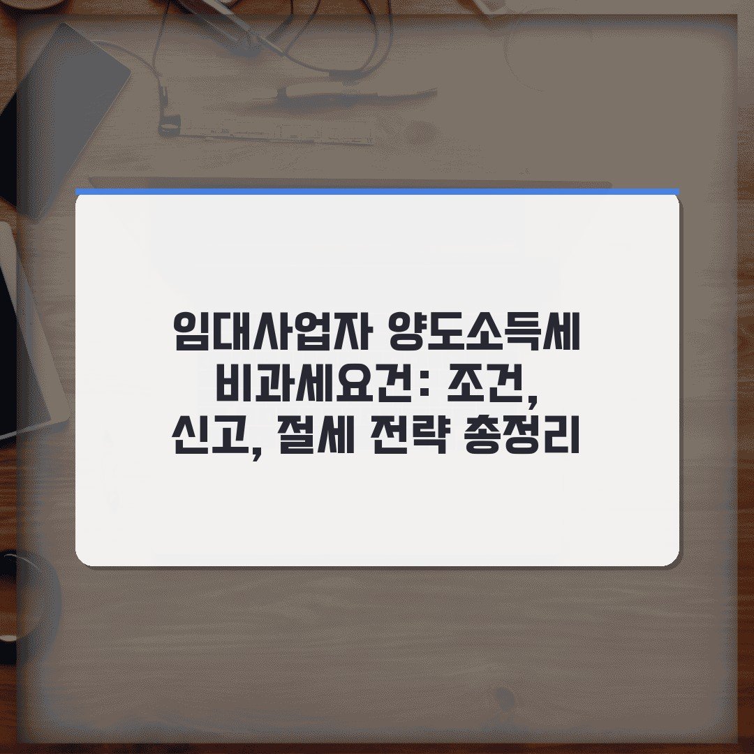 임대사업자 양도소득세 비과세요건: 조건, 신고, 절세 전략 총정리