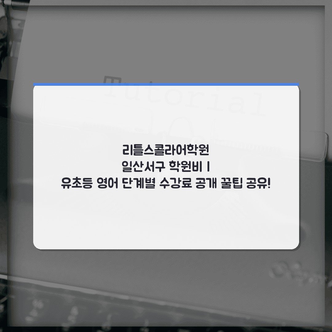리틀스콜라어학원 일산서구 학원비 | 유초등 영어 단계별 수강료 공개 꿀팁 공유!